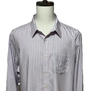 Untuckit Shirt Mens XXL Blue Pink Striped Wrinkle Free Button Up Long Sleeve
